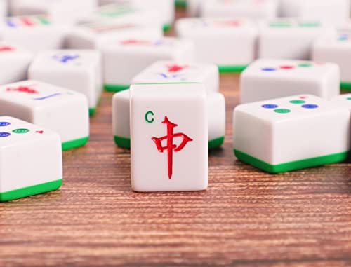 Zgme Chinese Mahjong Set, Professional Mah-Jongg Game Set, Complete Traditional Mah Jongg With 146 Large Numbered Melamine Tiles(1.5’’,Green), Classic Carrying Case (Majiang, Ma Jong, Maj Jong,中式麻將) #TOP4
