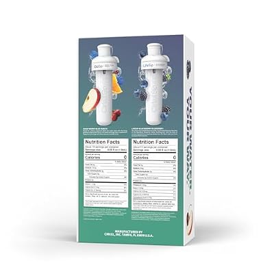 Cirkul 32oz. Chameleon Stainless Steel Water Bottle Starter Kit with Green Lid, 2 Flavor Cartridges (1 LifeSip Blackberry Blueberry, 1 GoSip Berry Blue Punch) No Sugar, Zero Calorie Drink Mix