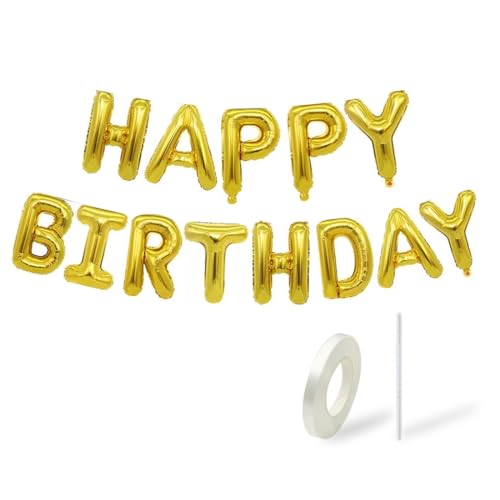 COYUN Foil Ballons Happy Birthday Bannières Kit, Joyeux Anniversaire Fête Party Décoration Pour Enfants et Adultes Décoration De fêtes d'anniversaire Fournitures Accessoires,or