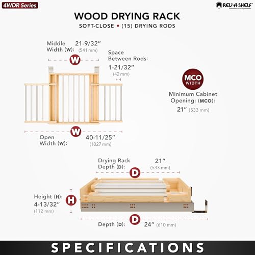 Image of Rev-A-Shelf Wood Drying Rack w /Blum Soft-Close Slides