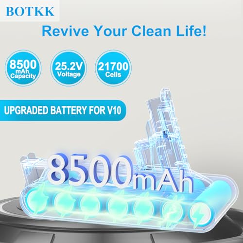 Professional 8500mAh 25.2V V10 Replacement Battery Compatible with Dyson SV12 V10 Cyclone Animal Absolute Fluffy Allergy Motorhead Cordless Handheld/Stick Vacuum Cleaner 1 Filter Included