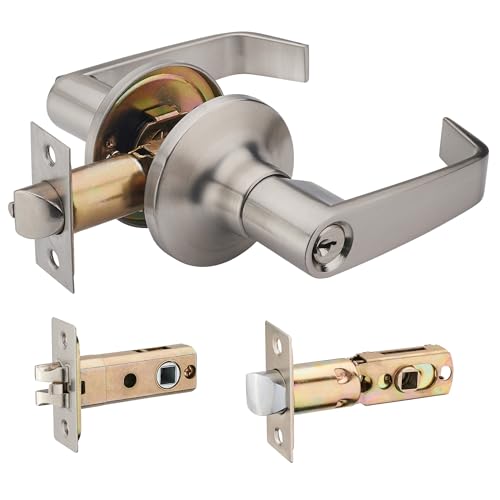 HENYIN Wave Lever Keyed Entry Door Lock/Door Knob Hardware Knob Lever and Closet Leverset (601-NB)