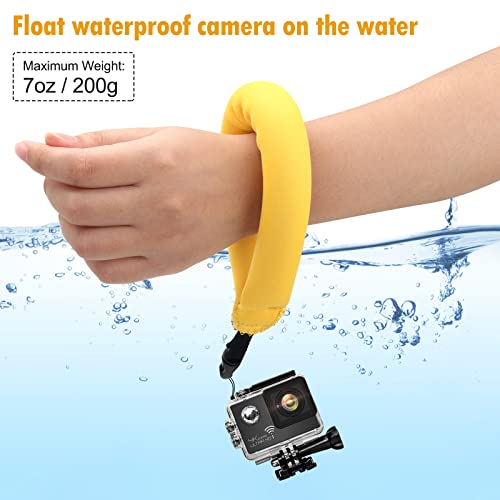 Anglekai 4 Pack Waterproof Camera Floats, Floating Camera Strap, Portable Waterproof Camera Float Strap For Underwater Camera Floating Wrist Strap (Yellow) #TOP5