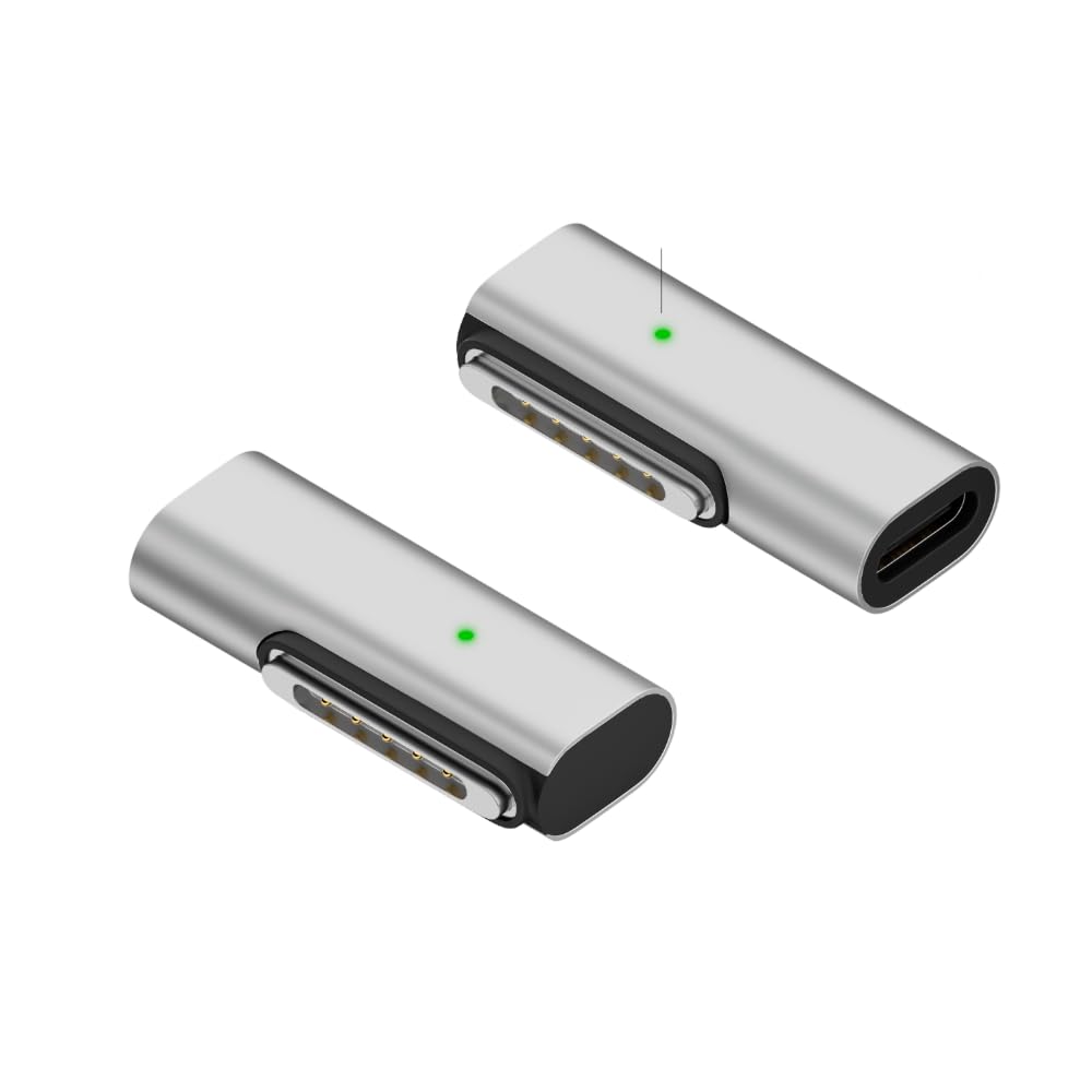 LivX Type-C - MagSafe 3 ile Uyumlu 90 Derece Açılı Manyetik Şarj Adaptörü Çevirici 140W Hızlı Şarj Desteği, LED Göstergeli Gümüş SFY-3