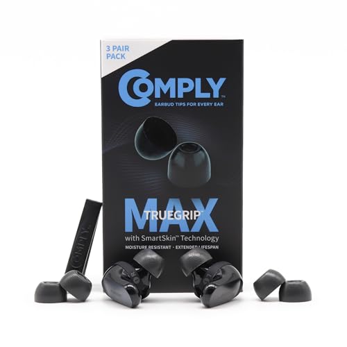 Comply TrueGrip MAX �ᔽ���f�� �����p�C���z���`�b�v Bose QuietComfort II Ultra 1&2�p ���ɂ̉��K�� ��������t�B�b�g �m�C�Y�A�C�\���[�V���� �u���b�N S�T�C�Y (3�y�A)