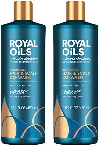 Head and Shoulders Moisturizing CoWash, Anti Dandruff Treatment and Scalp Care, Royal Oils Collection with Coconut Oil, for Natural and Curly Hair, 15.2 fl oz (Pack of 2)
