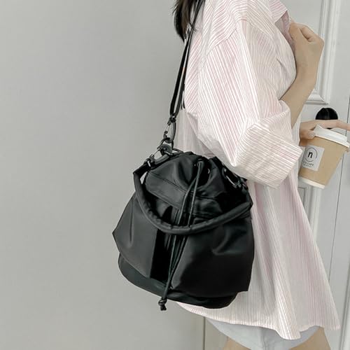 Bolso Bucket Ligero de Nylon para Mujer Negro miniatura 2