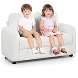 INFANS Kids Sofa, 2 Seat Soft Thick Upholstered Couch with Plush Fabric Solid Wooden Frame, Armrest Chair Lounge for Playroom Kids Boys Girls