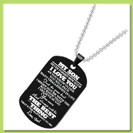 Gift For Son From Dad My Son I Love You Dog Tag Letter Pendant Necklace For Men #TOP3
