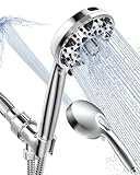 Diiwet Shower Head With Handheld 7 Settings High Pressure, Built-in Power Wash to Clear Tub, Tile & Pets, 5' High Powerful Hand Held Rain Showerhead with Stainless Steel Hose and Adjustable Bracket