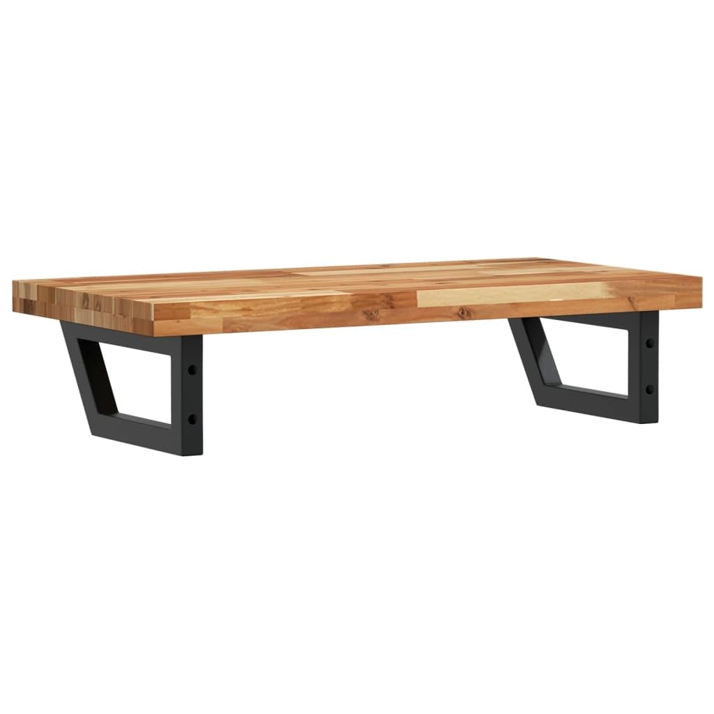 Estantería para lavabo, montaje en pared, acero, madera de acacia | Flotante, forma trapezoidal, ahorro de espacio, madera maciza, para baño