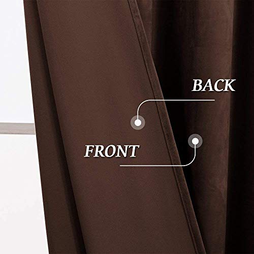 Image of RYB Home Velvet Curtains 63 inches Long - Super Soft Room Darkening Thermal Insulating Window Drapes for Bedroom Living Room Dining Backdrop, W 52 x L 63 inch, Chestnut, 2 Panels