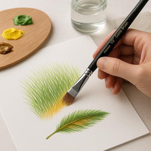 GACDR Paint Brush Comb Set - 4PCS Professional Grainer Brushes for Acrylic Painting, Oil & Watercolor - Texture Brushes for Artists & Beginners, Short Handle - Thumbnail 5