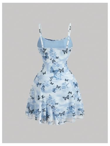 Image of Floerns Women's Butterfly Ruched Beach Summer Dress Asymmetrical Cami Short Dress