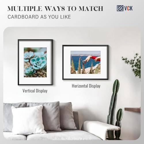 Image of VCK 12x16 Frame Black Metal, Real Glass, 8.5x11 Mat, Set of 6, for Picture