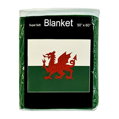 JAVI Sports Wales Flag Fleece Blanket 50"x60" Welsh Travel Throw Cover Cover