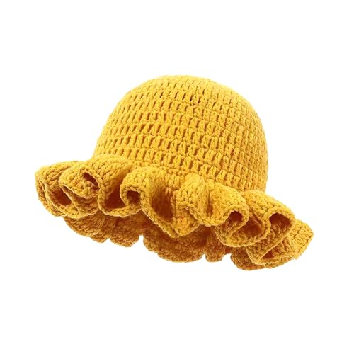 Sombrero tipo Bucket tejido con volantes para mujer miniatura 1