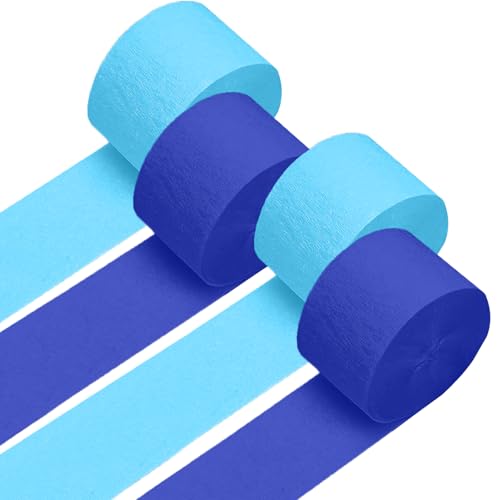 Image of 4 Crepe Paper Streamers Rolls, 328ft Pack of Royal Blue and Blue Crepe Paper for Birthday Baby Shower Wedding Graduation Party Decorations (1.8 inch x 82 ft /Roll)