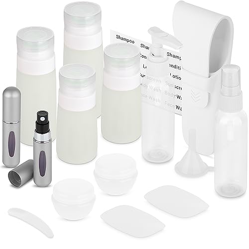 Garrafas de higiene pessoal tamanho viagem, kit de artigos de higiene essenciais aprovados pela TSA...