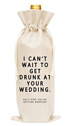 Huastatewolf Bolsa de vino de arpillera para boda, novia, novio, dama de honor, despedida de soltera, 1 unidad (A30)