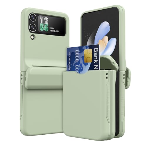 TECHGEAR for Samsung Galaxy Z Flip 4 Card Holder Case [2x Card Wallet Case] Premium Hybrid Tough Rugged Protective Bumper Case [Hinge Cover] Heavy Duty Protection for Samsung Galaxy Z Flip4 (Green)
