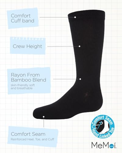 MeMoi Boys' 3 Pair Pack Flat Rayon from Rayan Blend Crew Socks3