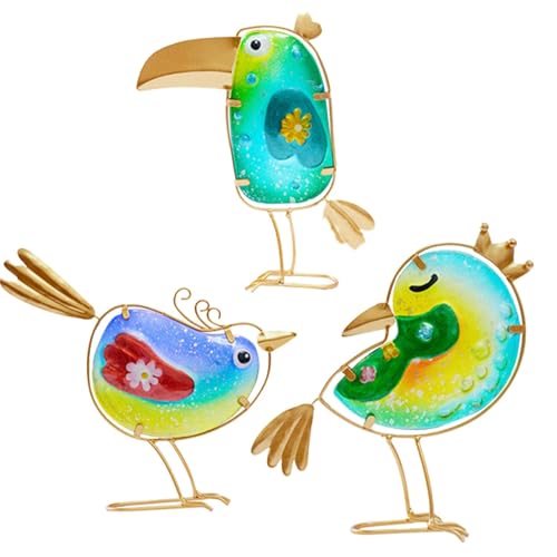 Figures d'oiseaux - figures en métal colorées, statues d'oiseaux portables en verre | Art du jardin décoratif, Easy Transporter les oiseaux de jardin de printemps pour l'intérieur et l'extérieur, déco