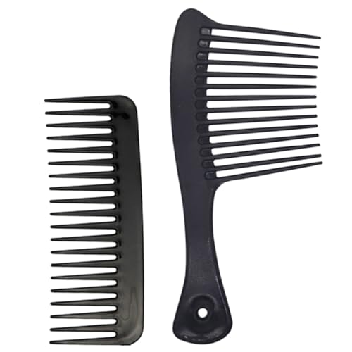 DECOMELODY 2 piezas Peine de Dientes Anchos para Rizado y Desenredar Diseño Ergonómico Antiestático para Salón y Hogar Negro
