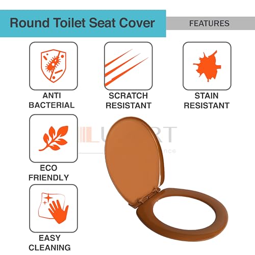 Image of LUXART Toilet Seat Cover 17.9L x 14.5W Inc Indian Commode Oval Seat Cover With Round Edge | EWC Non Soft Close Commode Cover With Installation Kit | PP Western Toilet Cover For Bathroom Commercial Use