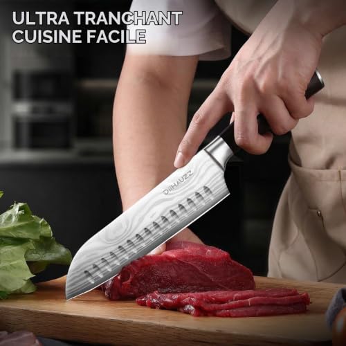 Couteau Santoku 18 cm 59 HRC acier 5Cr15MoV DiiHAUZZ – Image 6