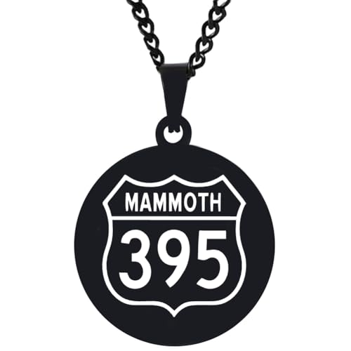 KOVEVE Engraved US Route 395 Mammoth Sign Necklace