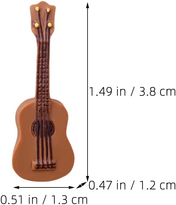 LOGOFUN 100pcs Miniature Guitar Model Miniature Dollhouse Guitar Mini Resin Musical Instrument for Dollhouse Decorations Accessories
