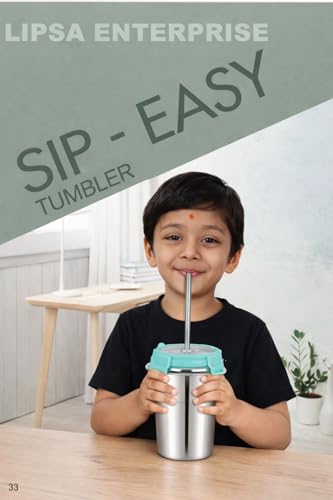 Image of Stainless Steel Fusion Glass Tumbler with Stainless Steel Metal Straws and Cleaning Brush with Steel Lid (SIP Easy 2) 250ml+400ml