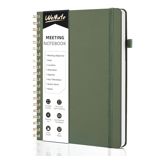Cuaderno de reuniones B5 WEMATE de piel sintética con 200 páginas