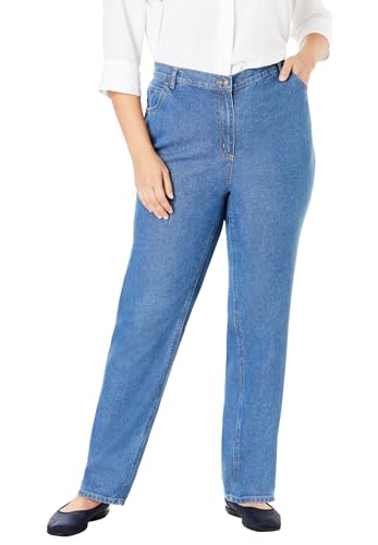 Woman Within Plus Size Womens Plus-Size Perfect All-Cotton Back-Elastic Denim Jeans