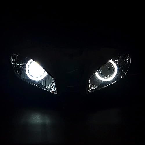 Miniatura 6 de Conjunto de faros LED Angel Demon Eyes HID Bombilla para Yamaha YZF R6 2008-2014 (blanco y azul)