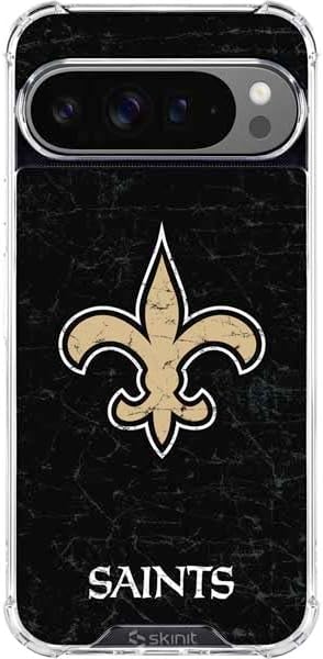 Skinit Clear Phone Case Compatible with Google Pixel 10 Pro - Officially Licensed NFL New Orleans Saints Black & White Design