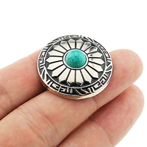 Sunflower Decorative Buckle Fmhxg 6Pcs Turquoise Round Conchos Silver Metal Screw Back Button Diy Leather Goods Accessories #TOP4