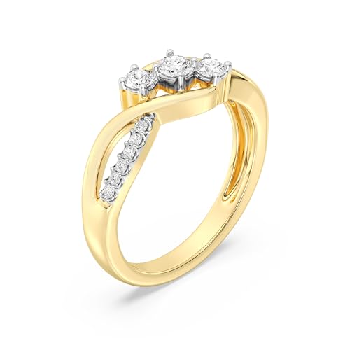GILDED 14K Gold Plated and 925 Sterling Silver Engagement Rings for women in 1/3 ctw 3 Stones Lab Grown Diamond Ring | Anniversary Ring Silver | Engagment Ring | Statement Rings for women in Size 72