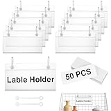 Meetory Basket Labels - 50PCS Shelf Label Holder with Easy Button Lock Design, Wire Shelf Label Holder, Wire Rack Display Holder Price Sign for Market