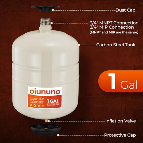 Potable Thermal Expansion Tank 1 Gallon, 3/4\" MNPT Connection, Compact Design for Water Heater, RV, Marine, Boat, Off-Grid Systems, Residential Plumbing & Solar Thermal - Thumbnail 5
