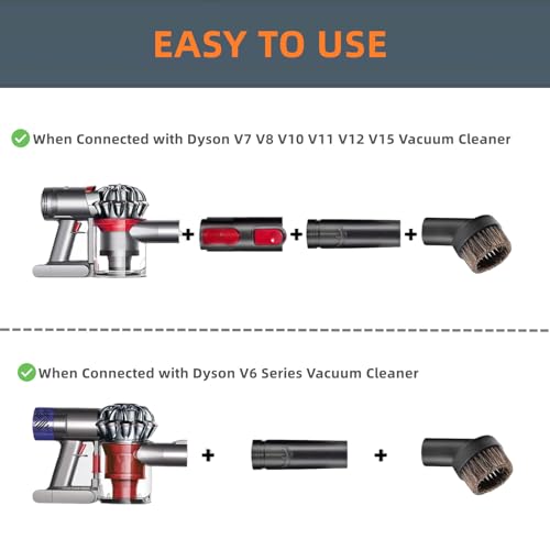 JEDELEOS Vacuum Attachment for Dyson V15 V12 V11 V10 V8 V7 V6 Gen 5 Vacuum Cleaner, 1.25" Horse Hair Brush Accessories