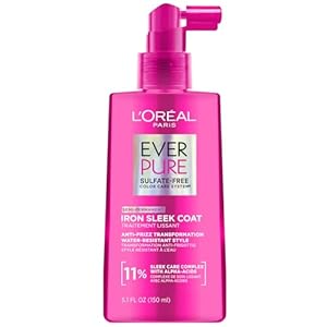 L’Oreal Paris Sulfate Free Iron Sleek Coat Hair Treatment, Provides Frizz Control and Humidity Protection, Semi-Permanent Smoothing Treatment, EverPure Hair Care, 5.1 fl oz