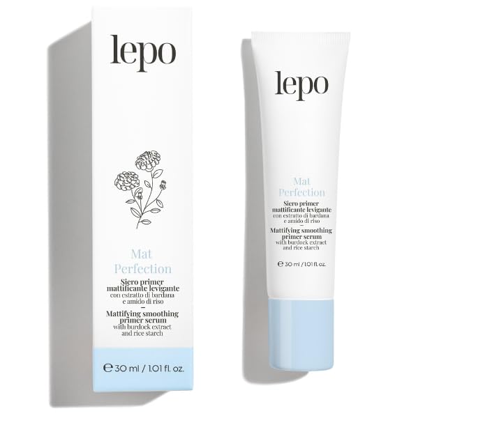 LEPO | MAT PERFECTION Siero Viso Primer 30 ml, Mattificante Levigante con Estratto di Bardana e Amido di Riso