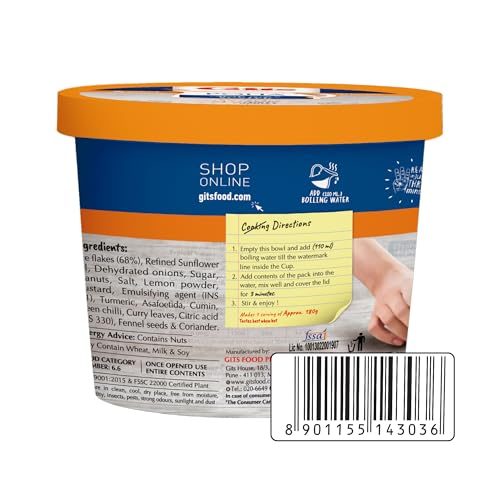 Image of Gits Poha Cup, Ready in 3 Mins, Instant Breakfast, 320g (Pack of 4)