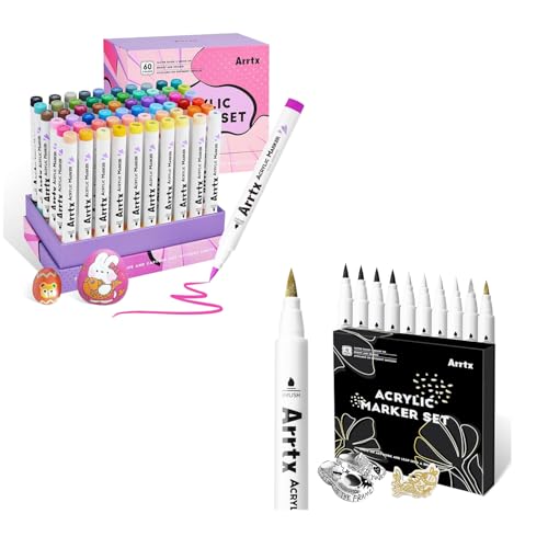 Bundle Set of Arrtx Paint Markers Paint Pens 60B &10 Pack, Anime Comic & Regular Color