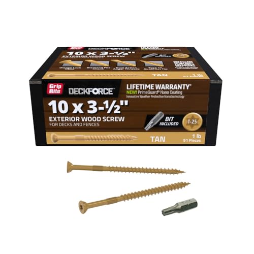 Grip-Rite DeckForce Exterior Wood Screws #10 x 3-1/2" - 1 Lb Box