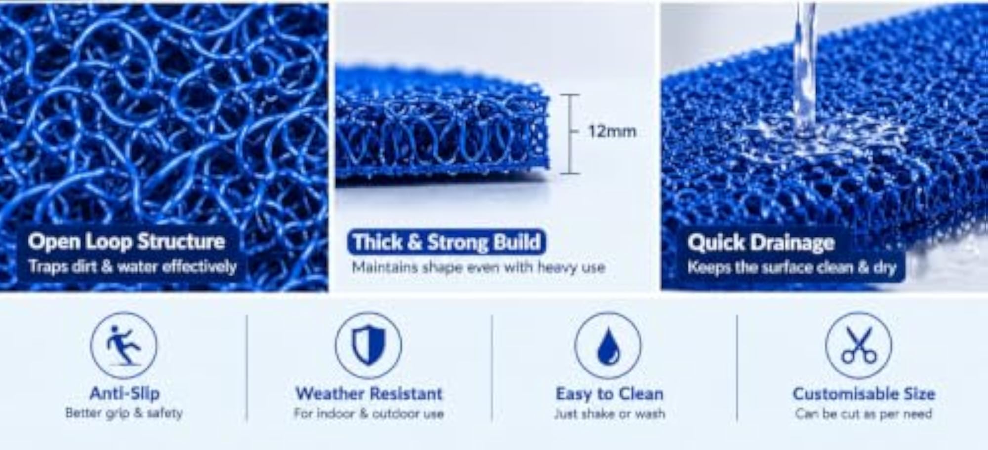 PVC Cushion Floor Mat, Non-Slip Waterproof Soft Mat