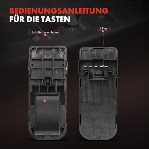 Frankberg Fensterheberschalter Steuerschalter Vorne Rechts oder Hinten 5-polig Kompatibel mit 3 BL 1.6L-2.5L 3 Stufenheck BL 1.6L-2.2L Replace# BBM266370