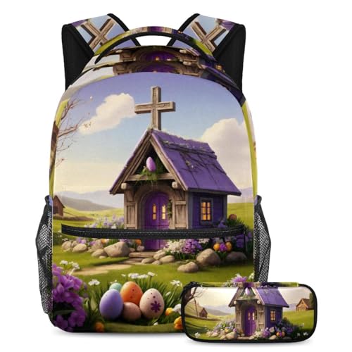 Sac à dos enfant avec trousse 2 pièces violet multicolore pour la rentrée scolaire de votre fille
